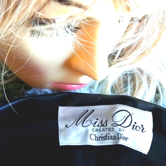 60's MISS DIOR by Christian DIOR Fur TAM Grey Puffy Panel Euro Chic Snow HAT EVC - Picture 8 of 16